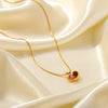 Wholesale Women's Small Fresh Style Red Heart Titanium Steel Electroplated Necklace With Circle Chain