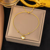 Wholesale Women's Small Fresh Style Red Heart Titanium Steel Electroplated Necklace With Circle Chain