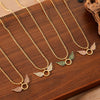 Wholesale Women's Small Fresh Style Zircon Pendant Stainless Steel Necklace With 18K Gold Bead Chain And Electroplating Treatment