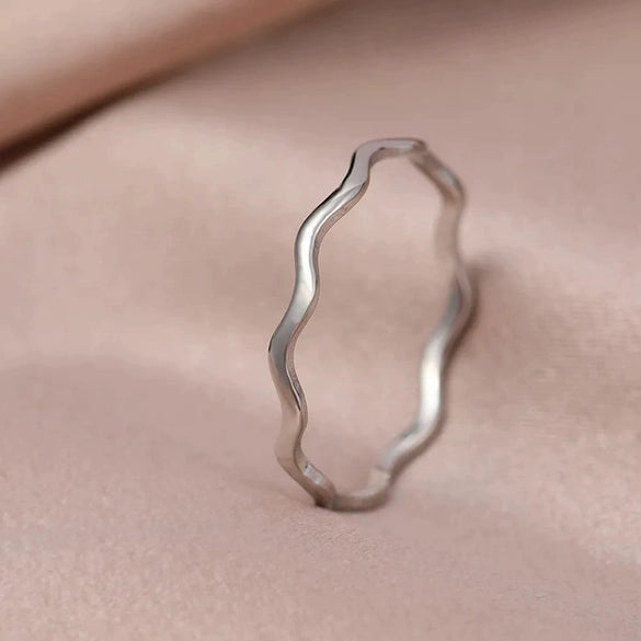 Wholesale Women's Small Fresh Sweet Wave Geometric Copper Ring With Electroplating