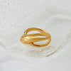 Wholesale Women's Smooth Cross Large Arc Geometric 316 Stainless Steel Ring With Electroplating Treatment