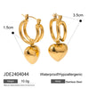 Wholesale Women's Smooth Heart Shaped Earrings In 18K Gold Plated Stainless Steel With Sliding Love Pendant And Electroplating Treatment