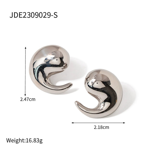 Wholesale Women's Smooth Hollow Hoop Earrings Stainless Steel Geometric Electroplated