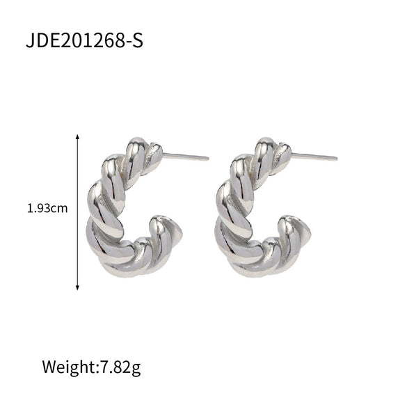 Wholesale Women's Smooth Hollow Hoop Earrings Stainless Steel Geometric Electroplated