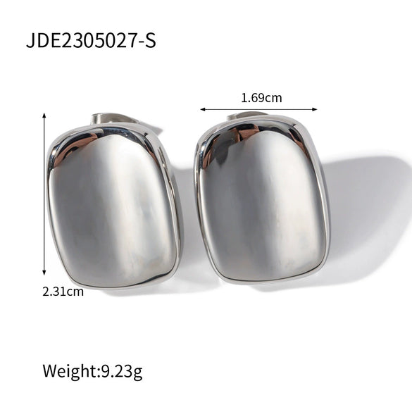 Wholesale Women's Smooth Hollow Hoop Earrings Stainless Steel Geometric Electroplated