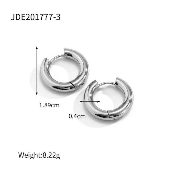 Wholesale Women's Smooth Hollow Hoop Earrings Stainless Steel Geometric Electroplated