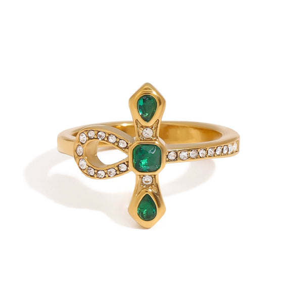 Wholesale Women's Snake Cross Geometric Ring Stainless Steel Electroplated Jewelry