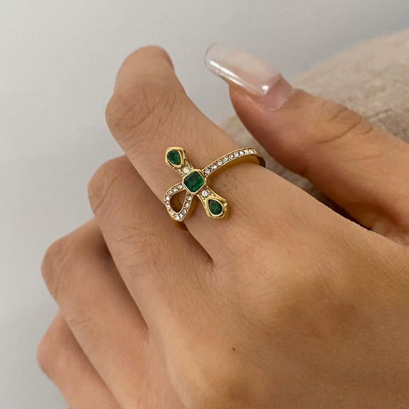 Wholesale Women's Snake Cross Geometric Ring Stainless Steel Electroplated Jewelry