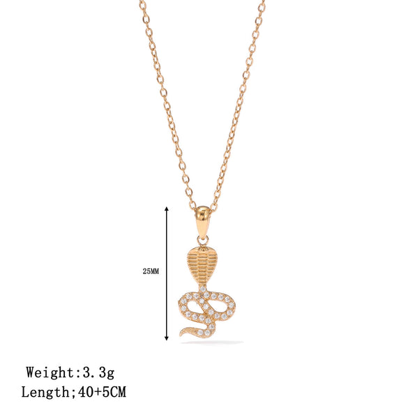 Wholesale Women's Snake Geometric Pendant Necklace Electroplated Titanium Steel Jewelry