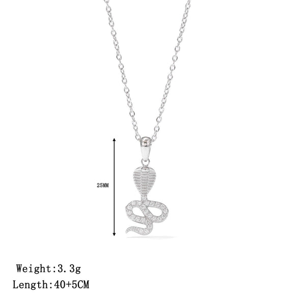 Wholesale Women's Snake Geometric Pendant Necklace Electroplated Titanium Steel Jewelry