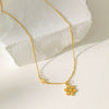 Wholesale Women's Snowflake And Flower Pendant Titanium Steel Electroplated Necklace With O Word Chain Sweet Minimalist Design