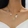 Wholesale Women's Snowflake Christmas Bell And Flower Multipendant Necklace With Electroplated Zinc Alloy And Regular Chain