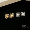 Wholesale Women's Sophisticated Diamond Leaf Pattern Copper Inlaid Zircon Four Leaf Clover Hollow Earrings