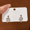Wholesale Women's Sparkling Diamond Snake Screw Earrings Zinc Alloy Electroplating Animal Zodiac Style