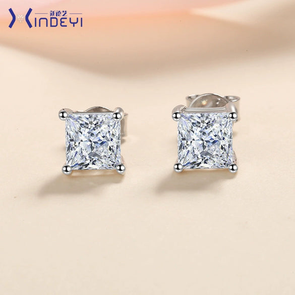 Wholesale Women's Specialshaped S925 Silver Geometric Moissanite Simulated Diamond Earrings With Electroplating