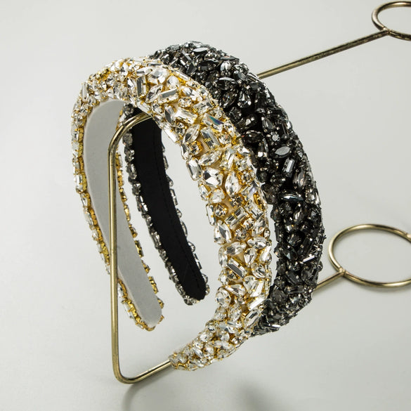 Wholesale Women's Sponge Rhinestone Geometric Headband With Diamond Design New Baroque Heavy Industry Style