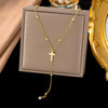 Wholesale Women's Sports Style Geometric Doublelayer Beaded Cross Bracelet With Real Gold Plated Flash O Chain Jewelry