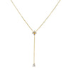 Wholesale Women's Sports Style Geometric Real Gold Plated Stainless Steel Flowershaped Water Drop Zircon Pendant Yshaped Necklace With Flash O Chain