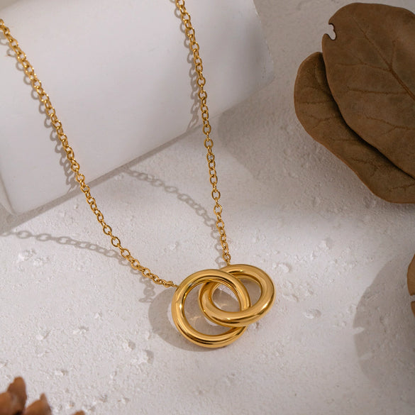 Wholesale Women's Sporty Geometric Stainless Steel Necklace With 18K Real Gold Pvd Furnace Vacuum Plating