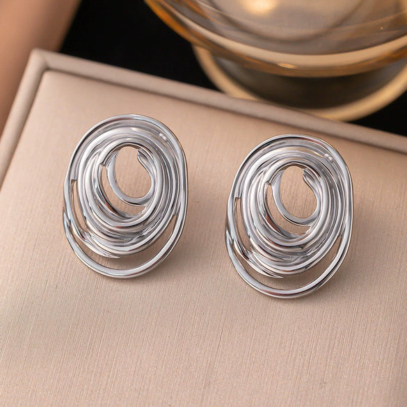 Wholesale Women's Sporty Geometric Stainless Steel Real Gold Plated Paperclip Chain Oval Necklace