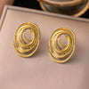 Wholesale Women's Sporty Geometric Stainless Steel Real Gold Plated Paperclip Chain Oval Necklace