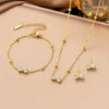 Wholesale Women's Sporty Geometric Zircon Bowknot Pendant Necklace With 18K Real Gold Plated Titanium Steel Ball Chain