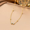 Wholesale Women's Sporty Geometric Zircon Bowknot Pendant Necklace With 18K Real Gold Plated Titanium Steel Ball Chain