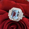 Wholesale Women's Square Aquamarine Zircon Ring Copper Geometric Style