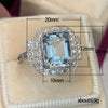 Wholesale Women's Square Aquamarine Zircon Ring Copper Geometric Style