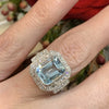 Wholesale Women's Square Aquamarine Zircon Ring Copper Geometric Style