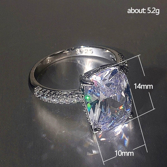 Wholesale Women's Square Diamond Ring With Zircon And Crown Pattern Copper Material