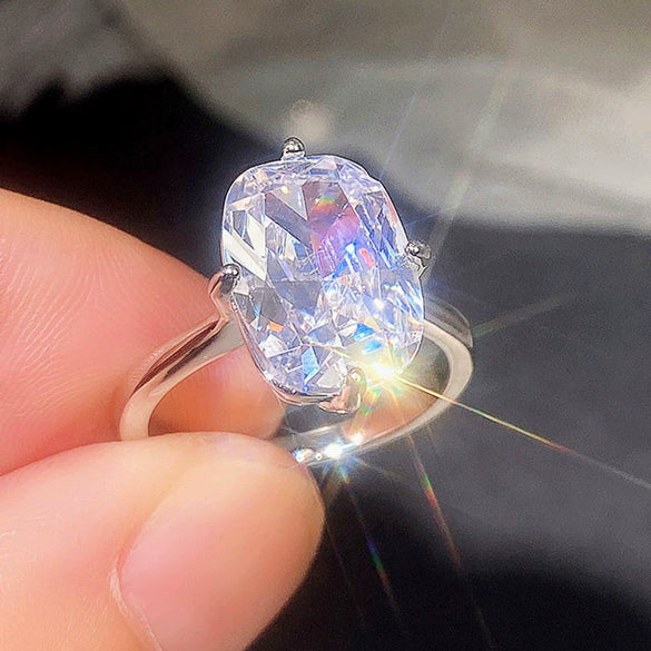 Wholesale Women's Square Diamond Ring With Zircon And Crown Pattern Copper Material