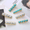 Wholesale Women's Square Duckbill Clip Hair Accessories Zinc Alloy Handmade With Lace And Turquoise Elements