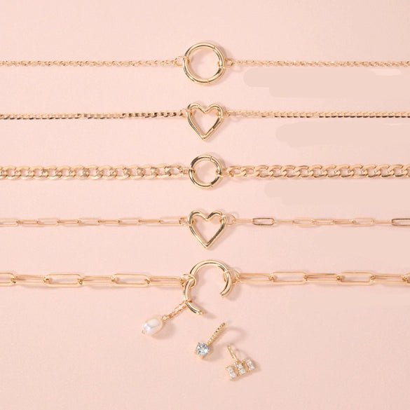 Wholesale Women's Square Geometric Copper 12 Birthstone Pendant Bracelet Accessories Set With Diamonds