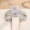 Wholesale Women's Square Geometric Copper Rings Inlaid With Zirconia
