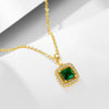 Wholesale Women's Square Geometric 925 Sterling Silver Emerald Zircon Pendant Necklace With Diamond Design