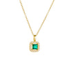 Wholesale Women's Square Geometric 925 Sterling Silver Emerald Zircon Pendant Necklace With Diamond Design