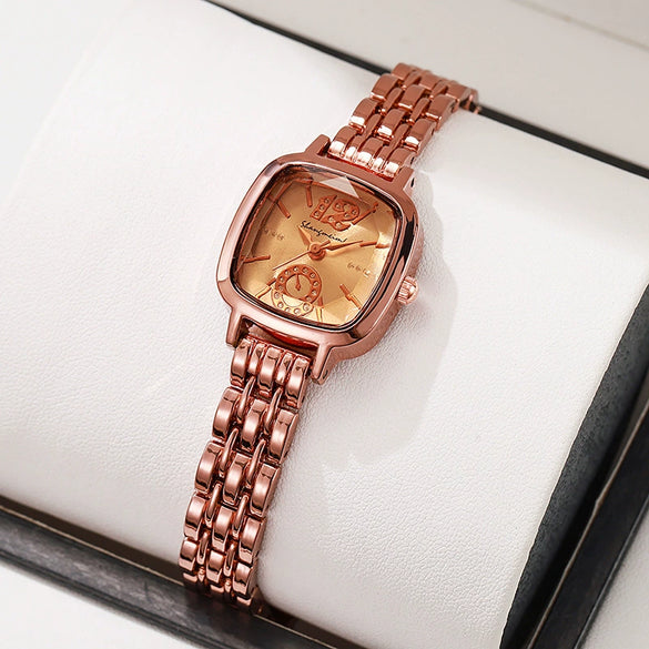 Wholesale Women's Square Metal And Stainless Steel Band Fashion Quartz Watch