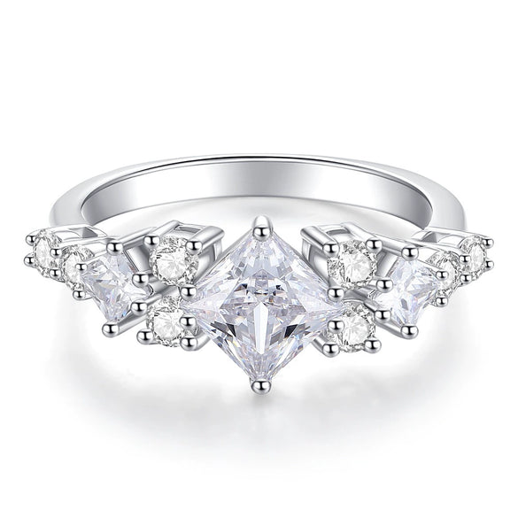 Wholesale Women's Square Moissanite Ring In 925 Sterling Silver With Geometric Design