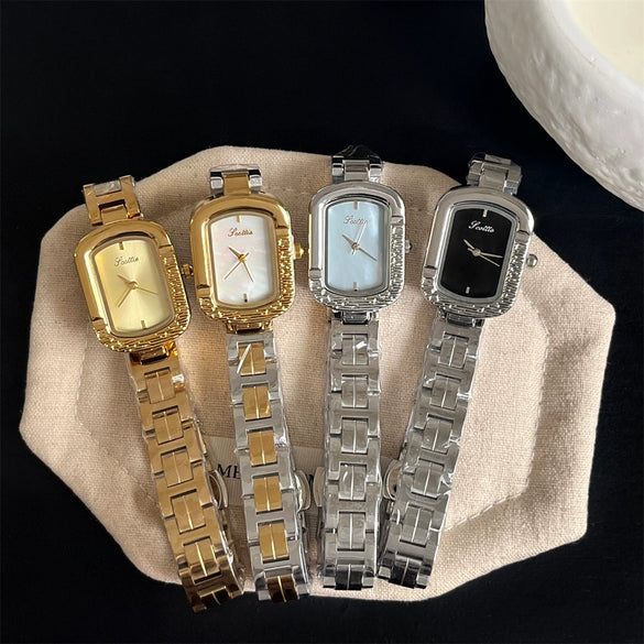 Wholesale Women's Square Motherofpearl Dial Alloy Watch With Steel Band