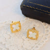 Wholesale Women's Square Sea Shell Earrings Titanium Steel Electroplated 18K Real Gold Geometric Style