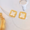 Wholesale Women's Square Sea Shell Earrings Titanium Steel Electroplated 18K Real Gold Geometric Style