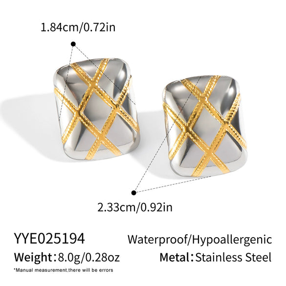 Wholesale Women's Square Stainless Steel Earrings With Gold And Silver Color Matching Pvd Furnace Vacuum Real Gold Plating And Geometric Design