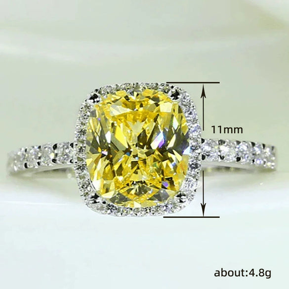 Wholesale Women's Square Yellow Ring Copper Zircon Geometric Business Style Jewelry