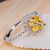 Wholesale Women's Square Yellow Ring Copper Zircon Geometric Business Style Jewelry