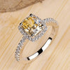 Wholesale Women's Square Yellow Ring Copper Zircon Geometric Business Style Jewelry