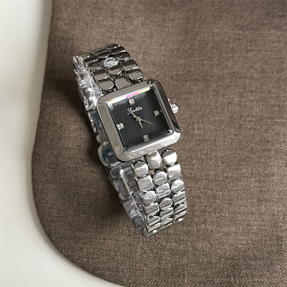 Wholesale Women's Squareshaped Scottie Steel Band Watch With Motherofpearl Square Dial And Ordinary Glass Mirror