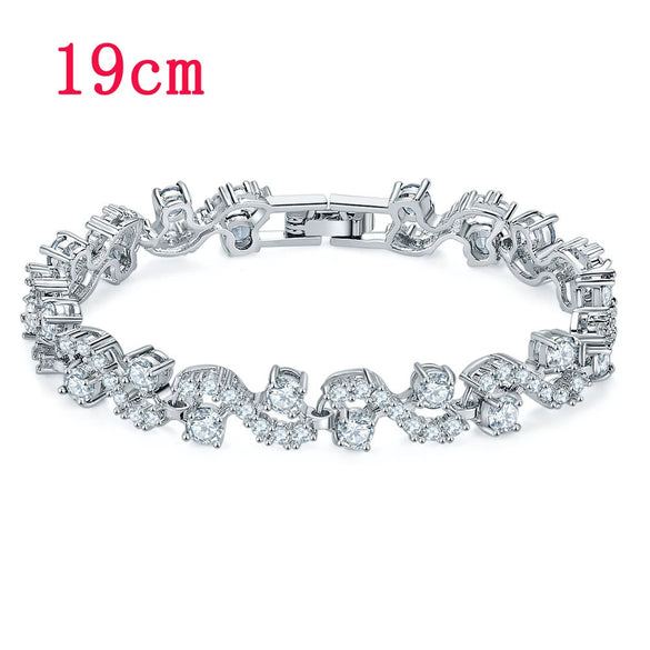 Wholesale Women's Sshaped White Gold Bracelet With Diamond Zircon And Austrian Rhinestone Geometric Pattern Electroplated
