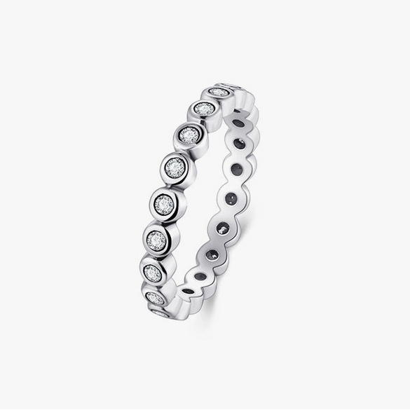 Wholesale Women's Stackable Allmatch Geometric Sterling Silver Ring With Zircon Inlay
