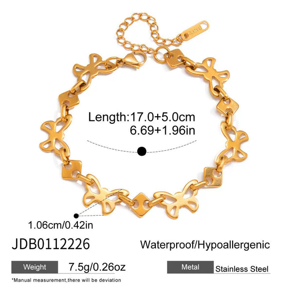 Wholesale Women's Stackable Geometric Butterfly Stainless Steel Electroplated Pig Nose Buckle Bracelet Jewelry